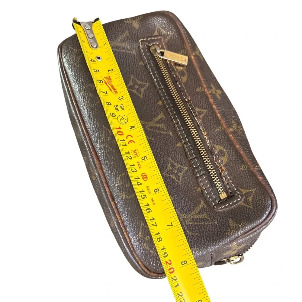 Louis Vuitton Monogram Canvas Cosmetic Toiletry Makeup Pouch Brown Vintage